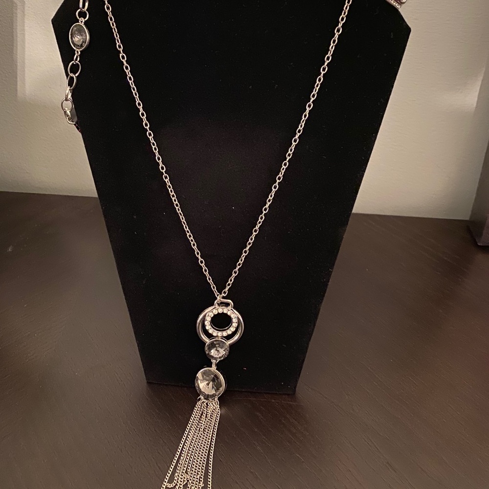 Long silver necklace set